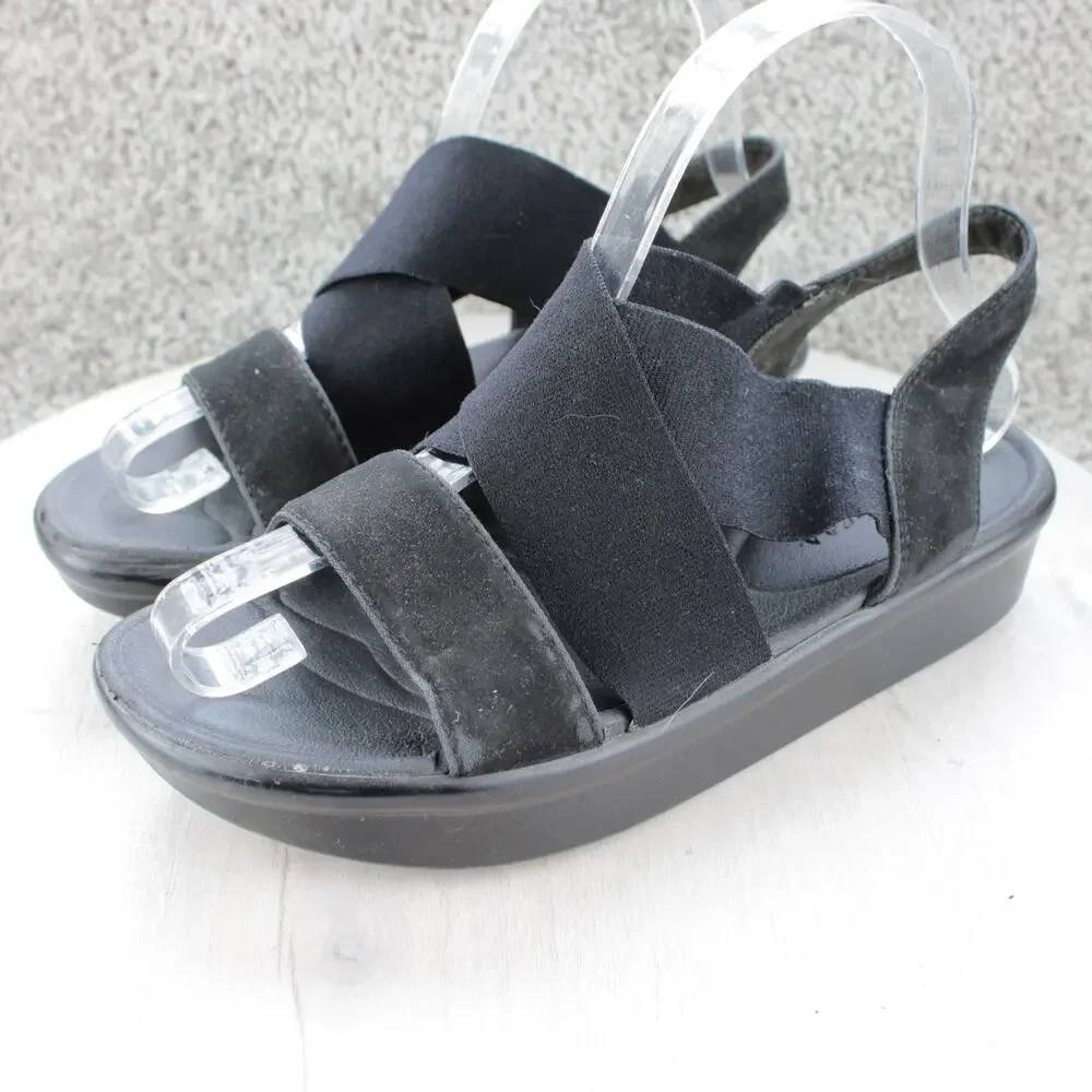 Skechers Luxe Foam Black Elastic Slingback Platform Sandals Womens 6.5